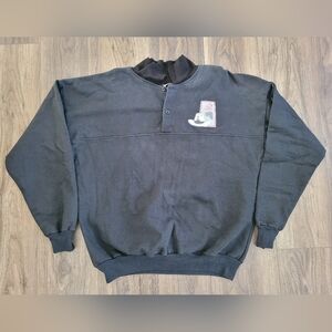 Vintage Calgary Stampede Black Sweatshirt with Button Detail